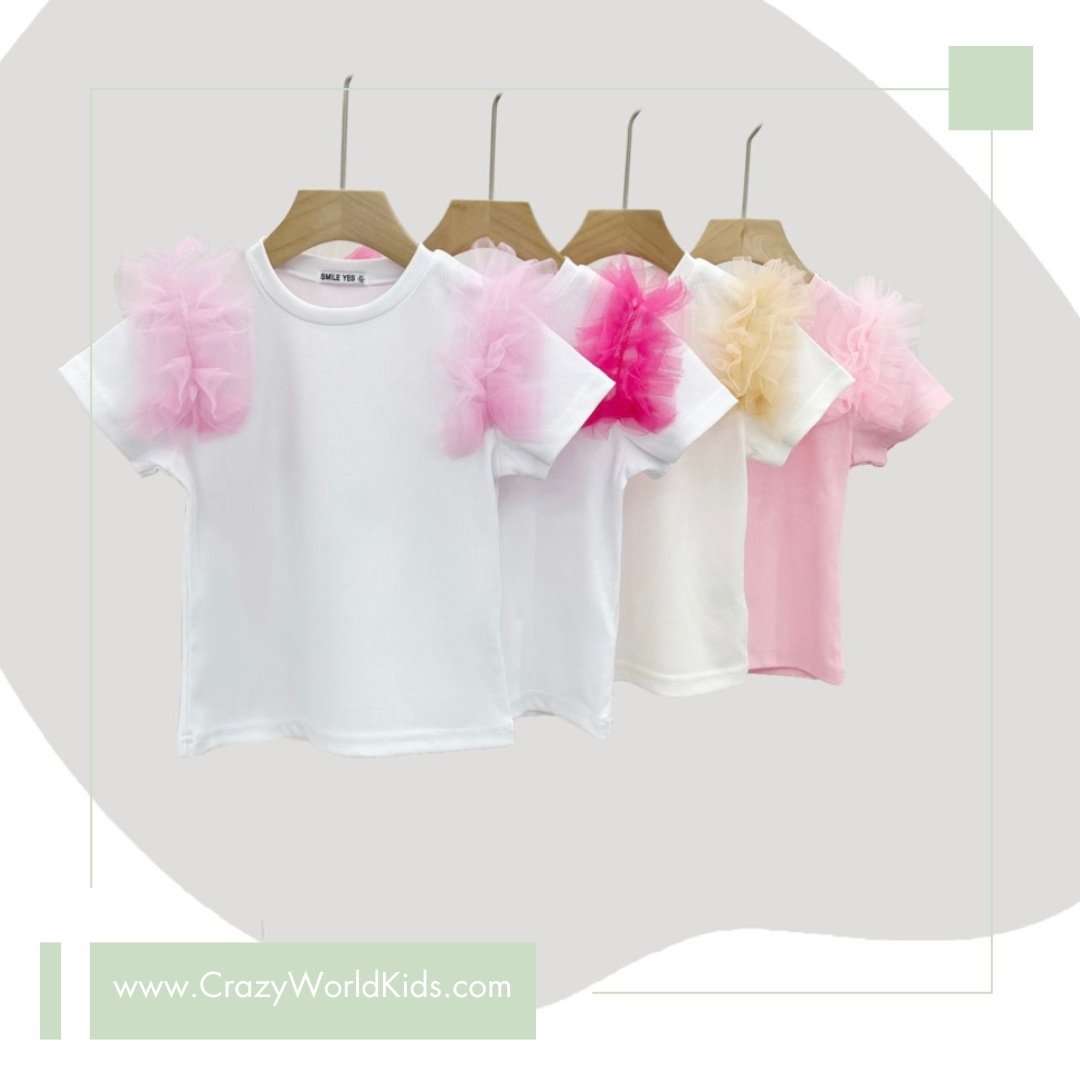 T-shirt con decorazione in tulle disponibile dalla 4 alla 12 anni