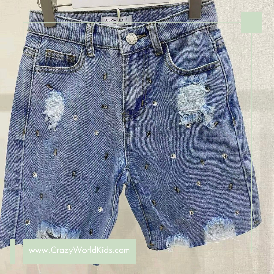 Pinocchietto Capri con brillantini disponibili dalla 4 alla 14 anni