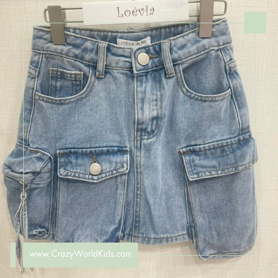 Gonna cargo in denim disponibile dalla 4 alla 14 anni