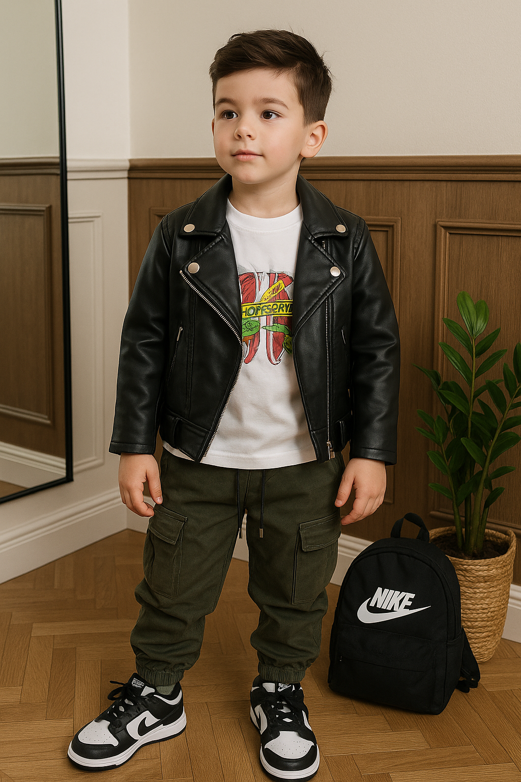 Chiodo nero in ecopelle