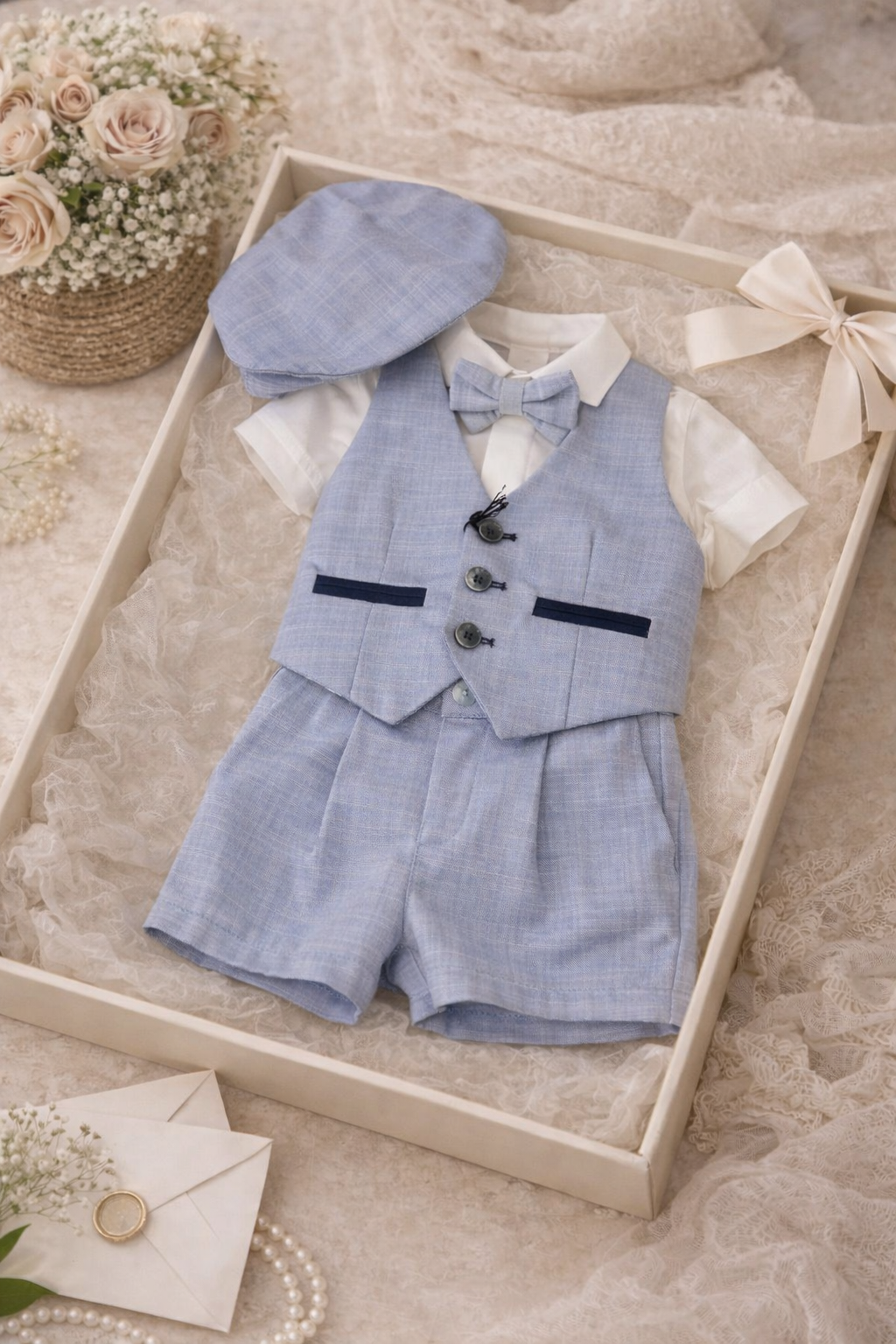 Completo cerimonia neonato celeste