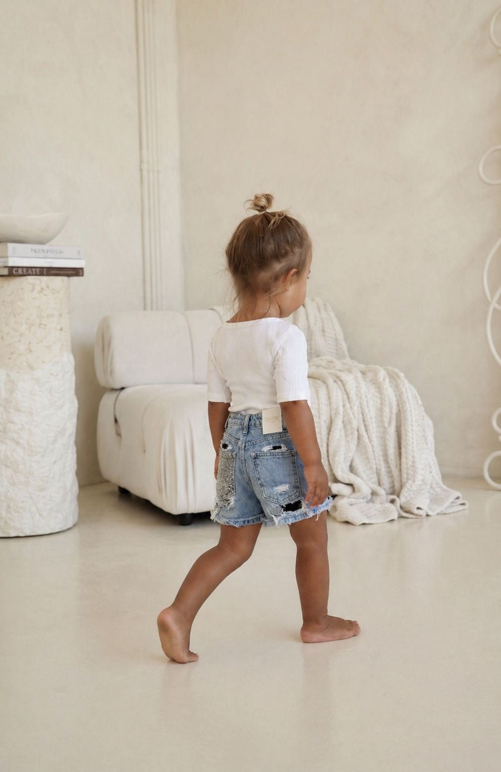 Crystal denim shorts