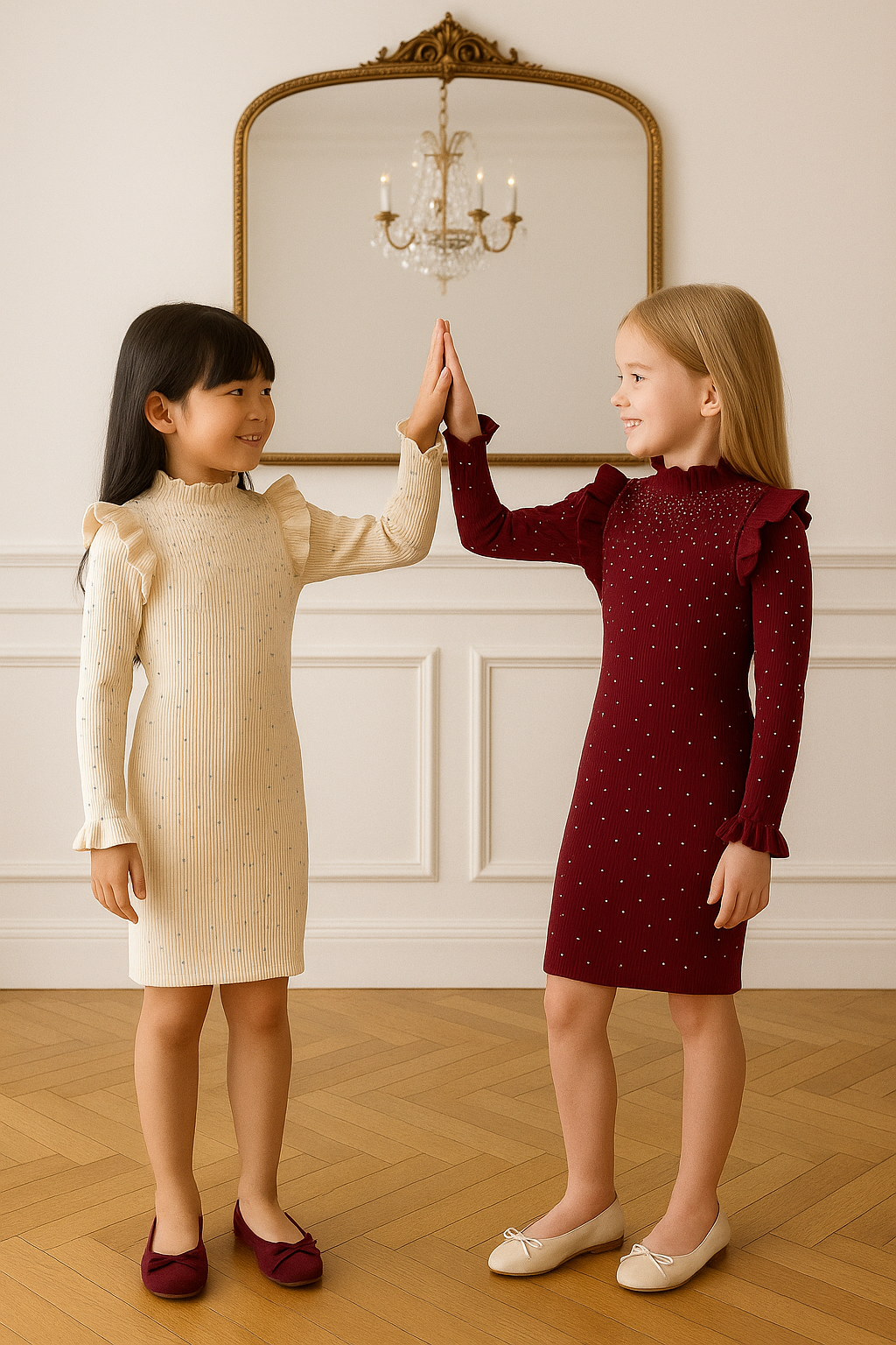 Vestito Velvet Star disponibile in bordeaux e beige