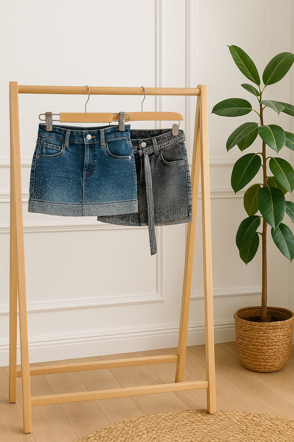 Gonna Sparkly lavaggio grigio con cinturino