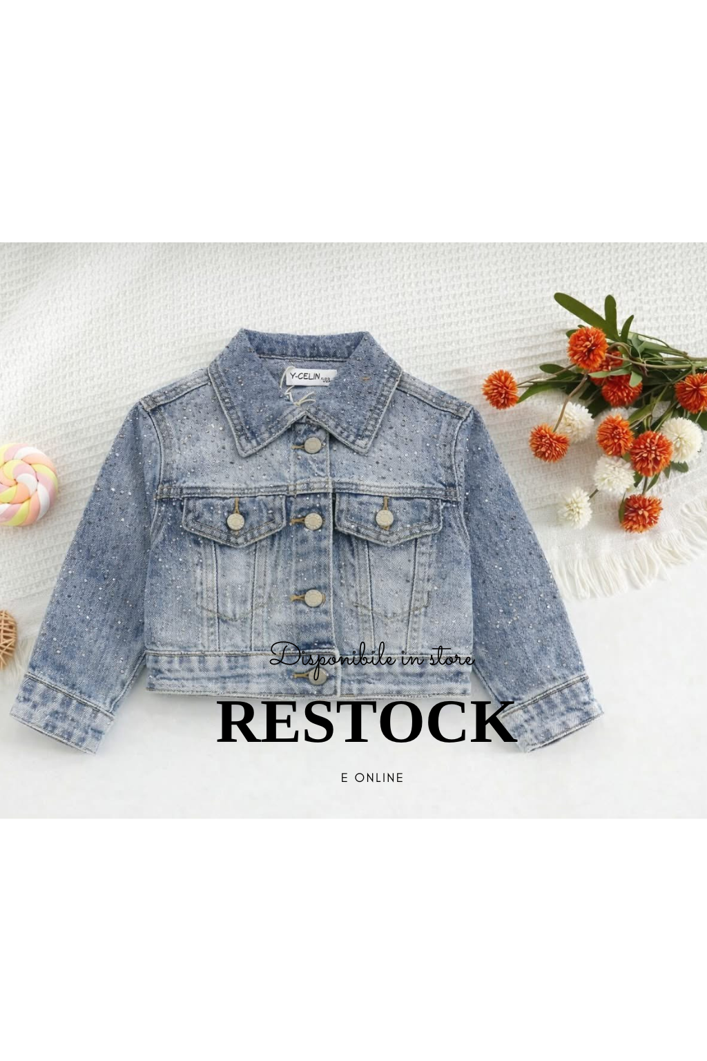 Giacca Denim Crop Brillos