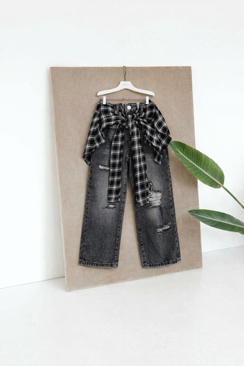 Jeans con finta camicia Black