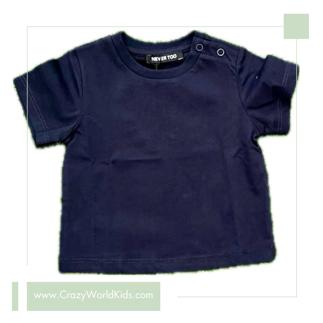 T-shirt basic disponibile blu e beige dalla 9 alla 30 mesi
