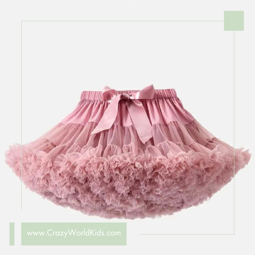 Gonna in tulle disponibile in rosa antico, verde acqua e albicocca dalla 4 alla 14 anni