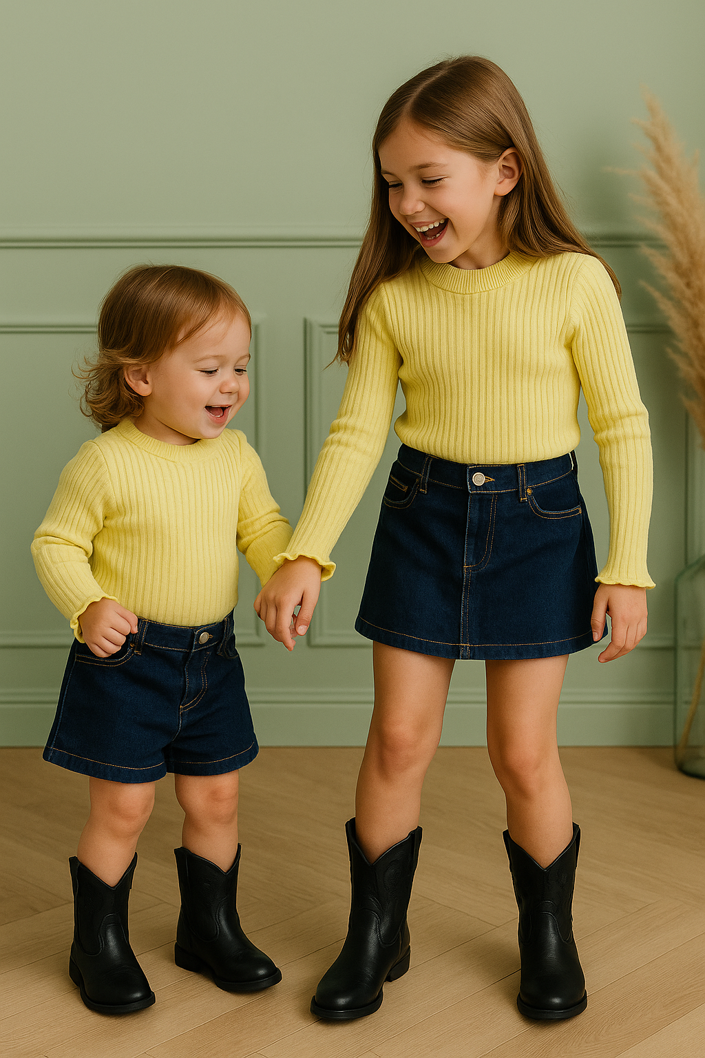 Maglioncino a costine neonata LIME