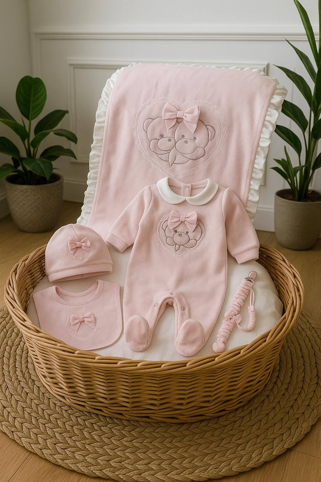 Tutina prima nascita rosa in ciniglia