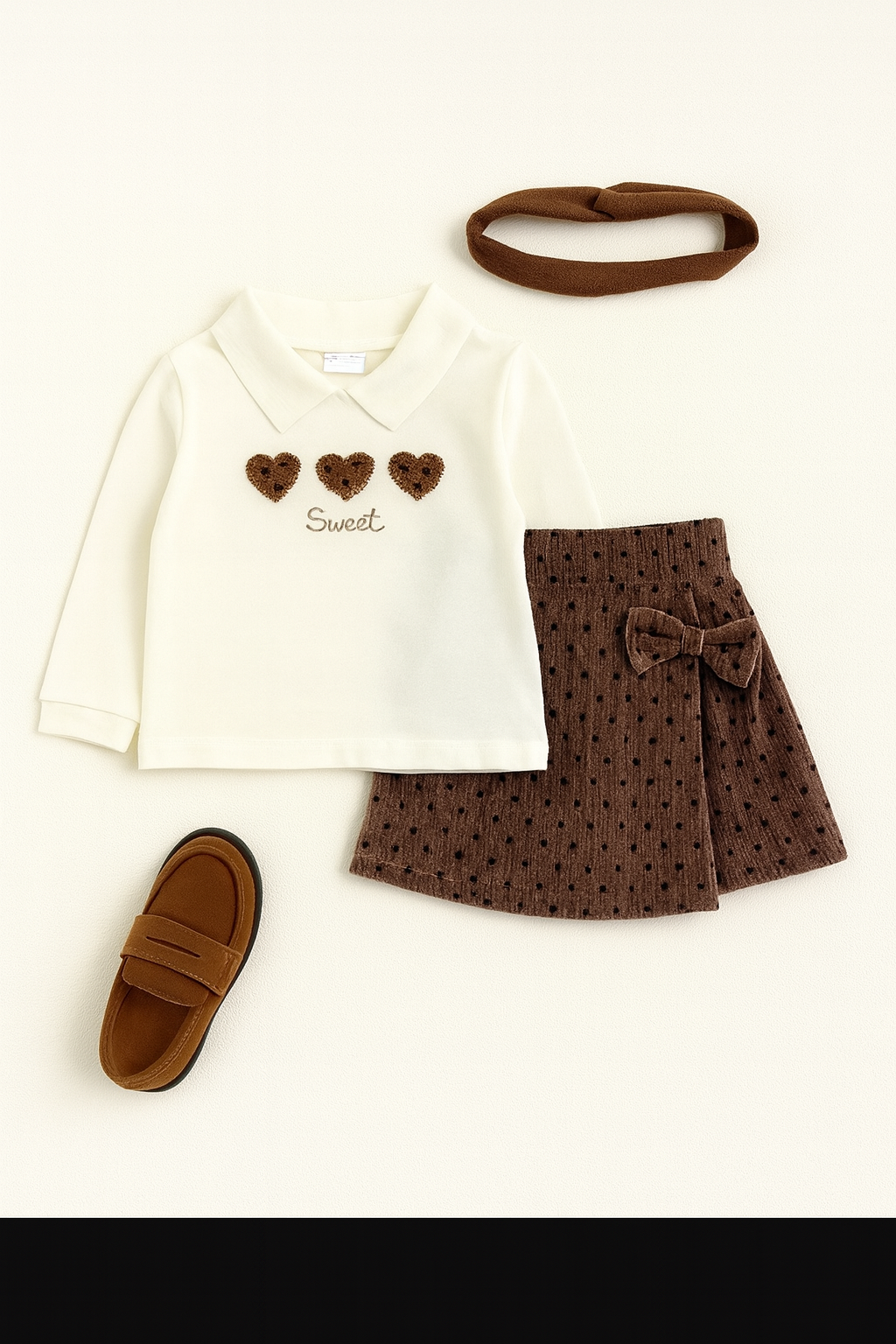 Completo neonata SWEET disponibile in rosa/grigio e bianco/marrone