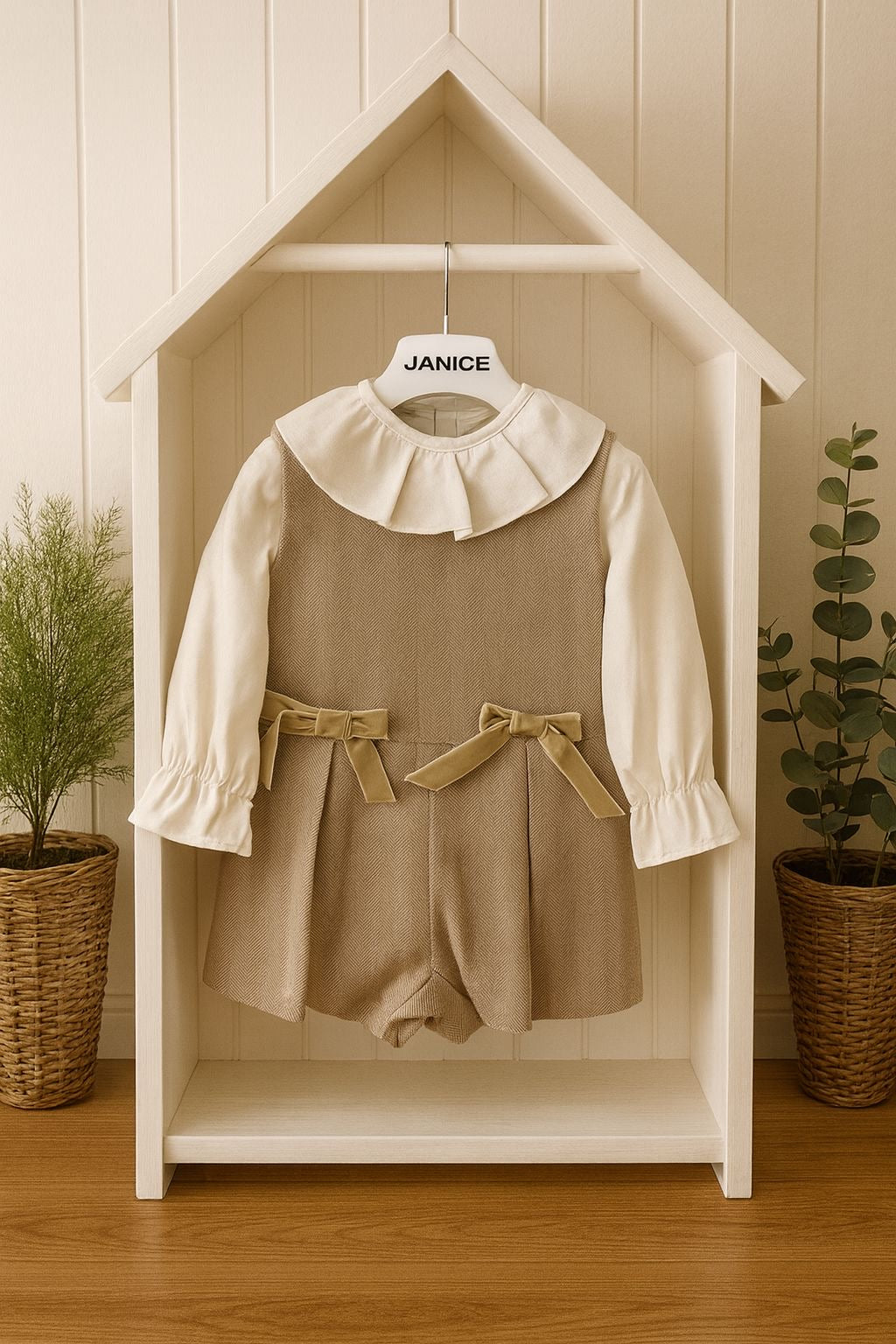 Salopette due pezzi con camicetta Janice Velvet Bow