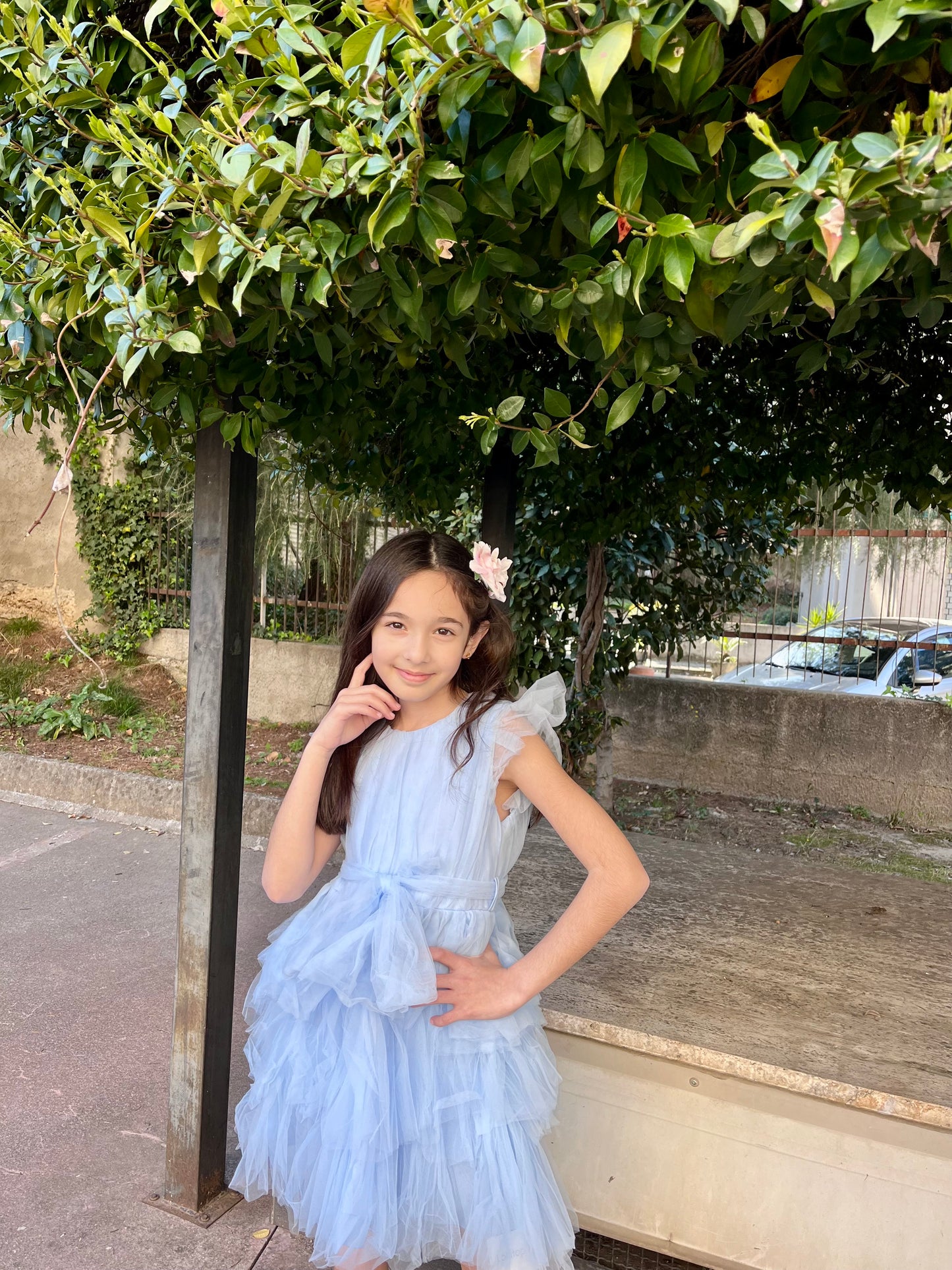 Abito in tulle disponibile in rosa , fucsia e celeste dalla 4 alla 12 anni