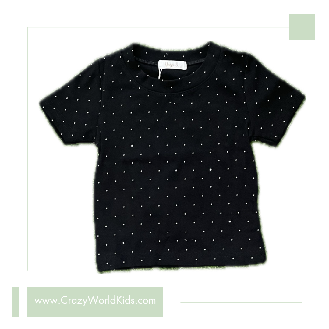 T-shirt diamonds nera disponibile dalla 4 alla 14 anni