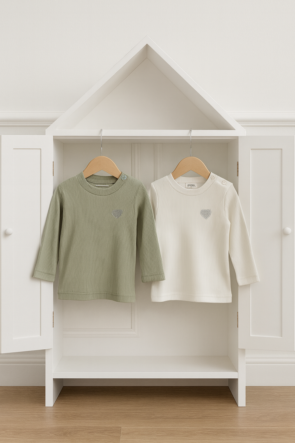 Maglia Brilliant Heart verde salvia e bianca