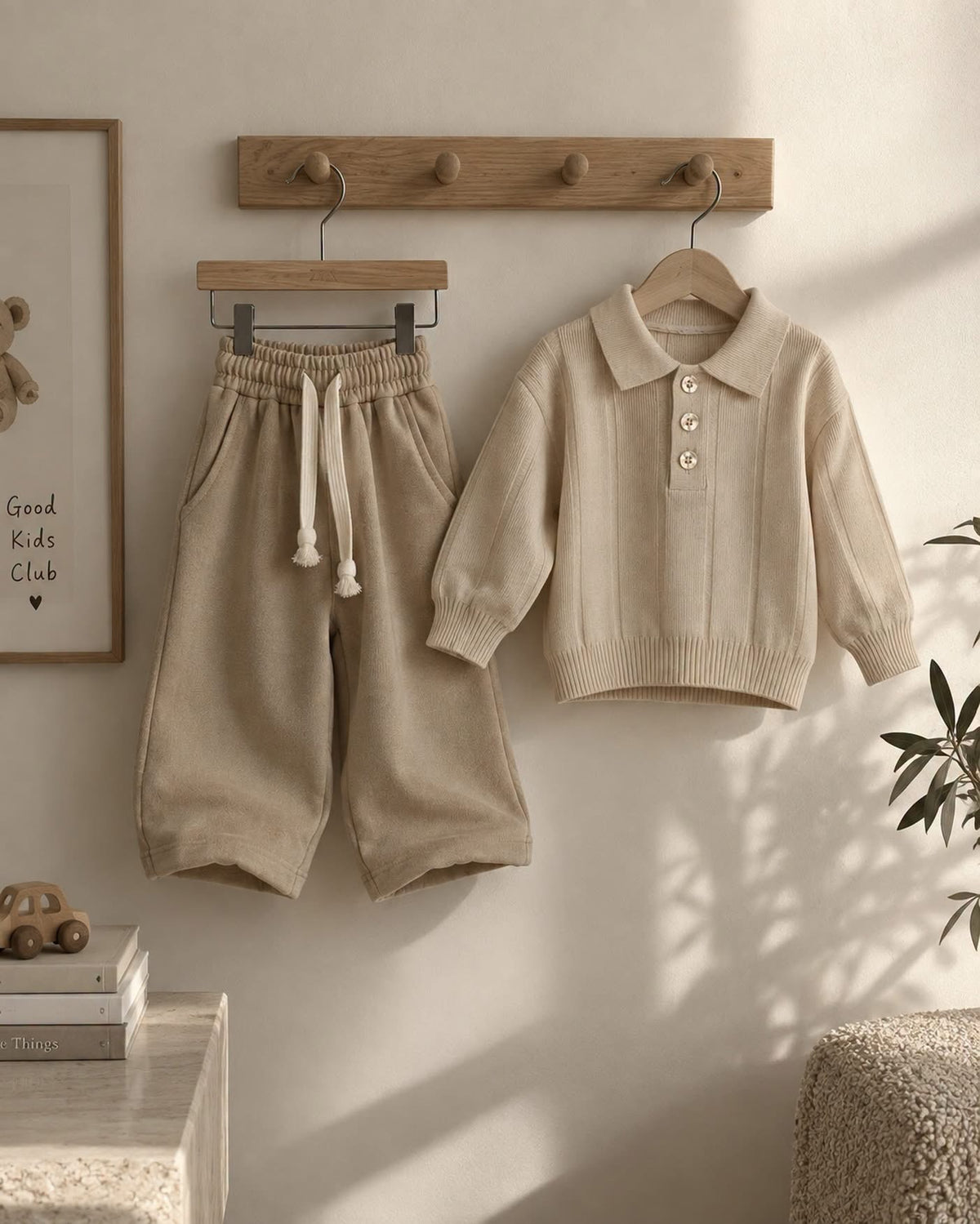 Polo beige e marrone neonato
