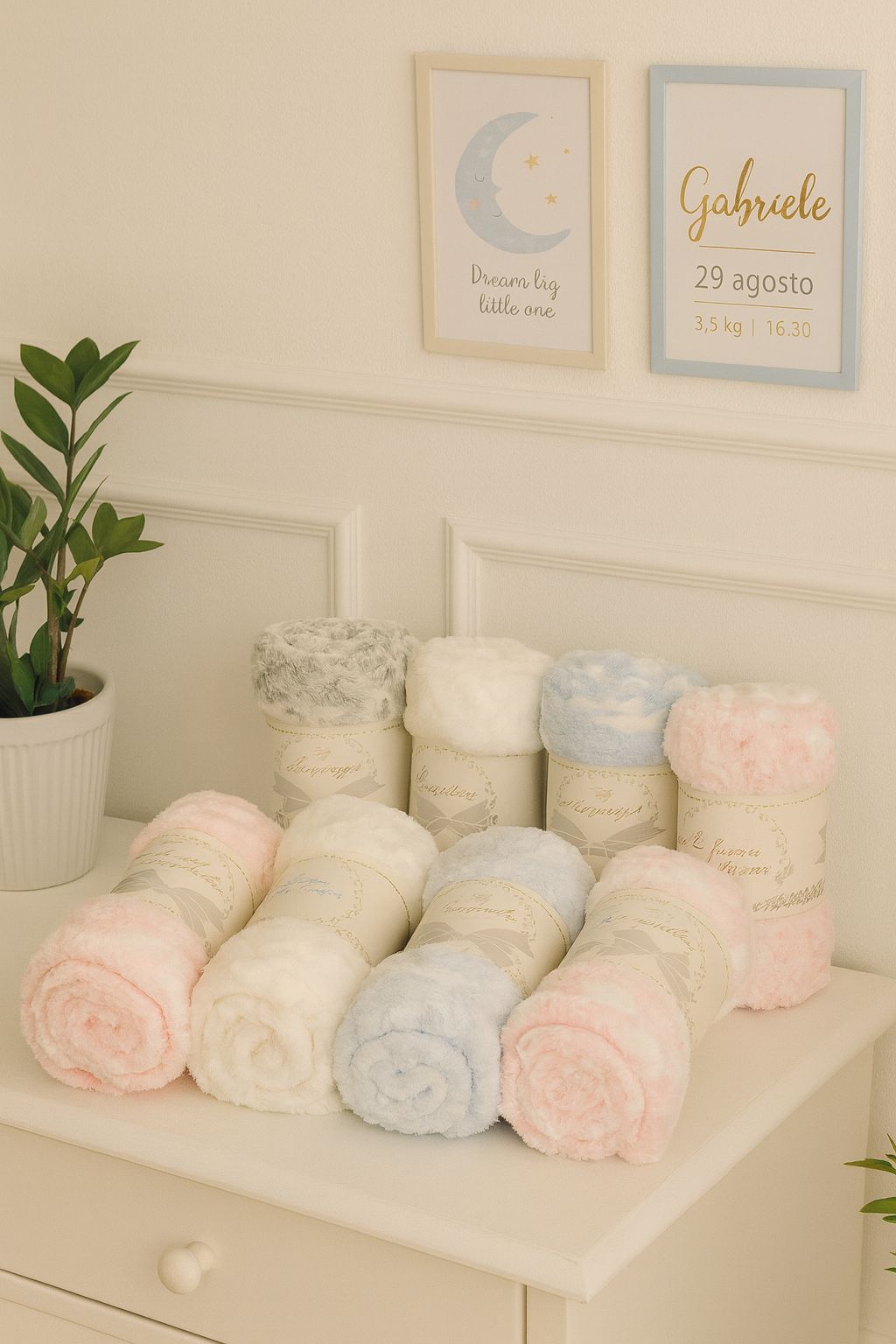 Plaid I Batuffolini disponibile neutro ,rosa ,celeste