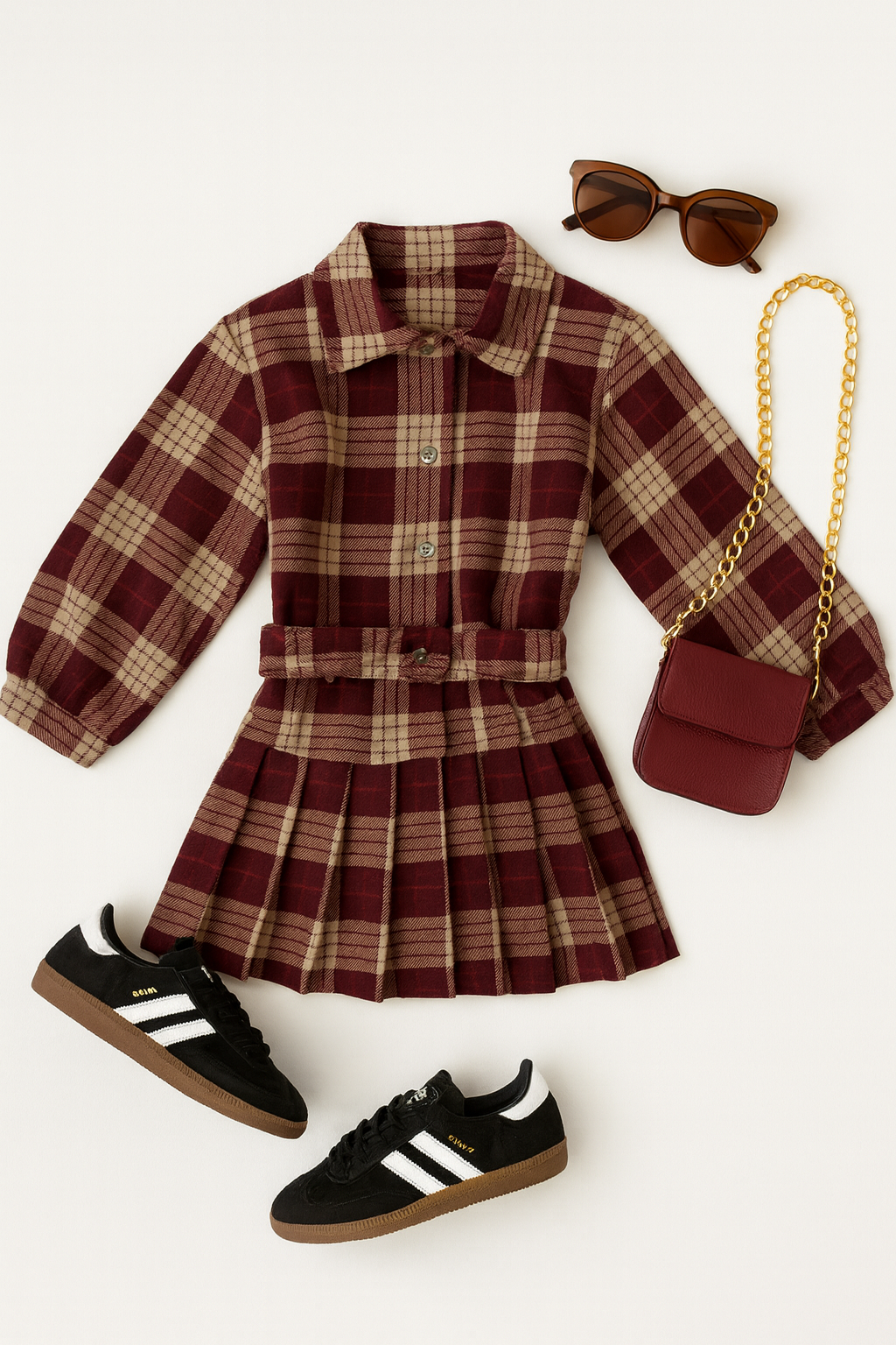 Completo due pezzi bimba AUTUMN VIBE disponibile in bordeaux