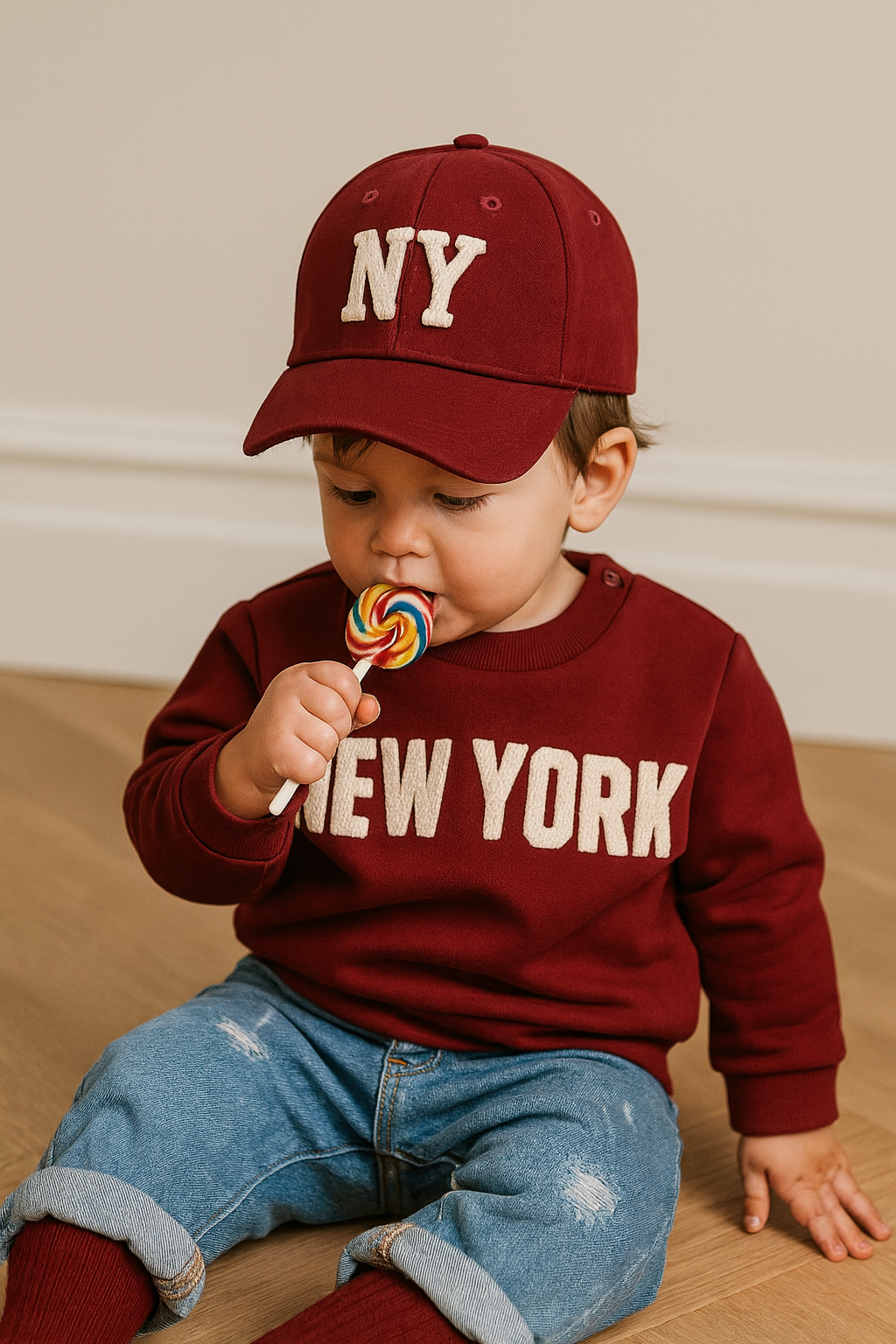 Felpa Bordeaux New York neonato