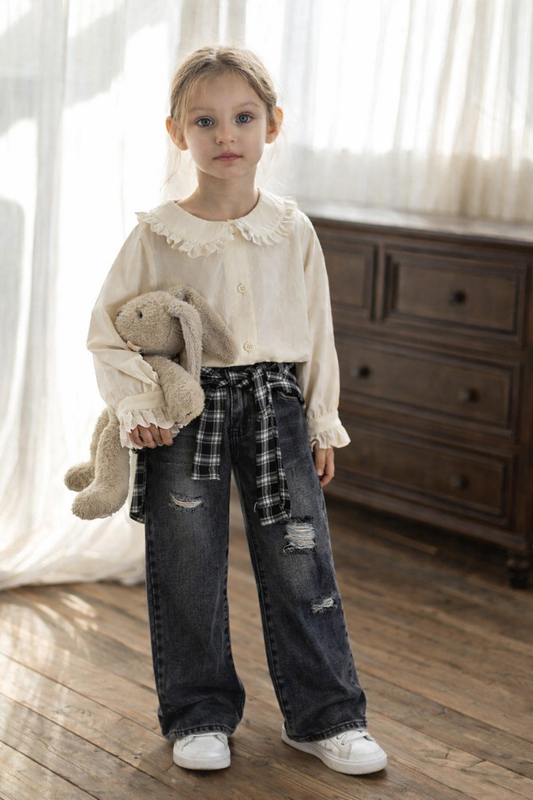 Jeans con finta camicia Black