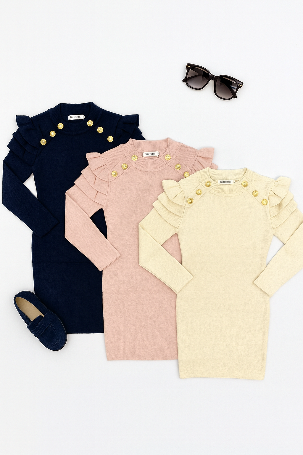 Tubino rosa in maglia GOLD DETAILS