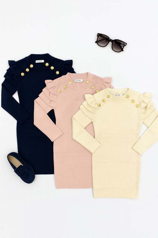Tubino rosa in maglia GOLD DETAILS