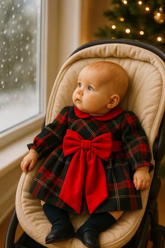 Abito tartan con fiocco avanti NOËL neonata
