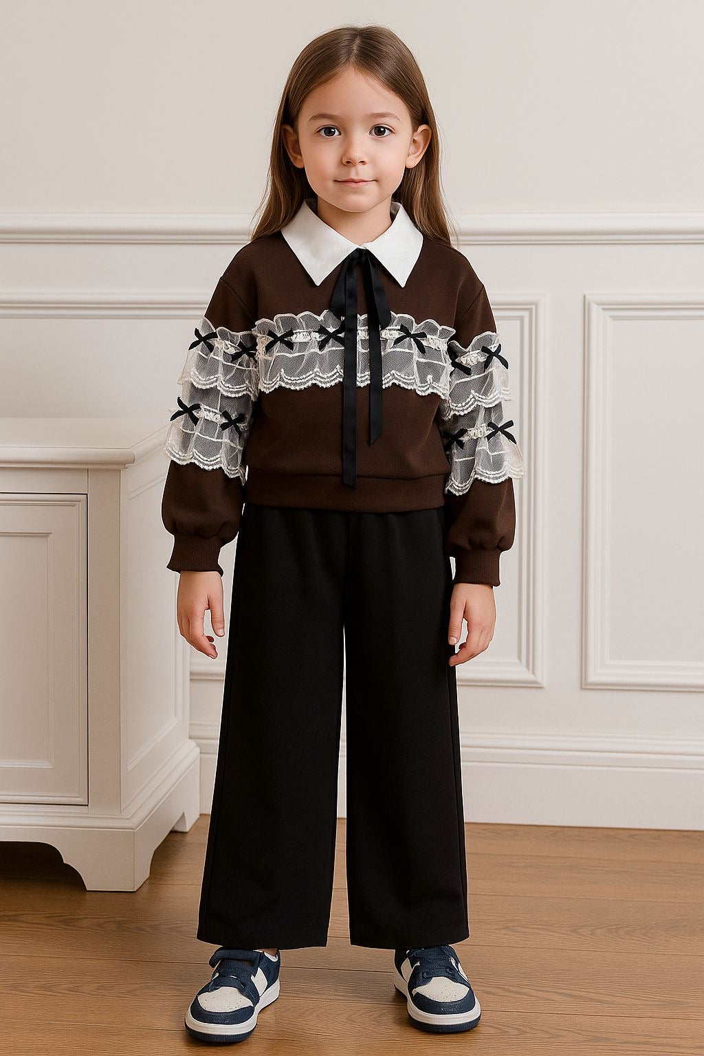 Pantalone nero a palazzo Élègance Fluide