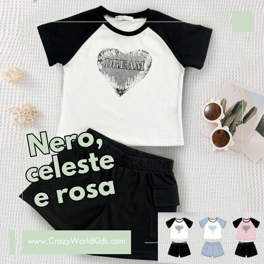 Completo disponibile in celeste ,rosa e nerodalla 4 alla 12 anni
