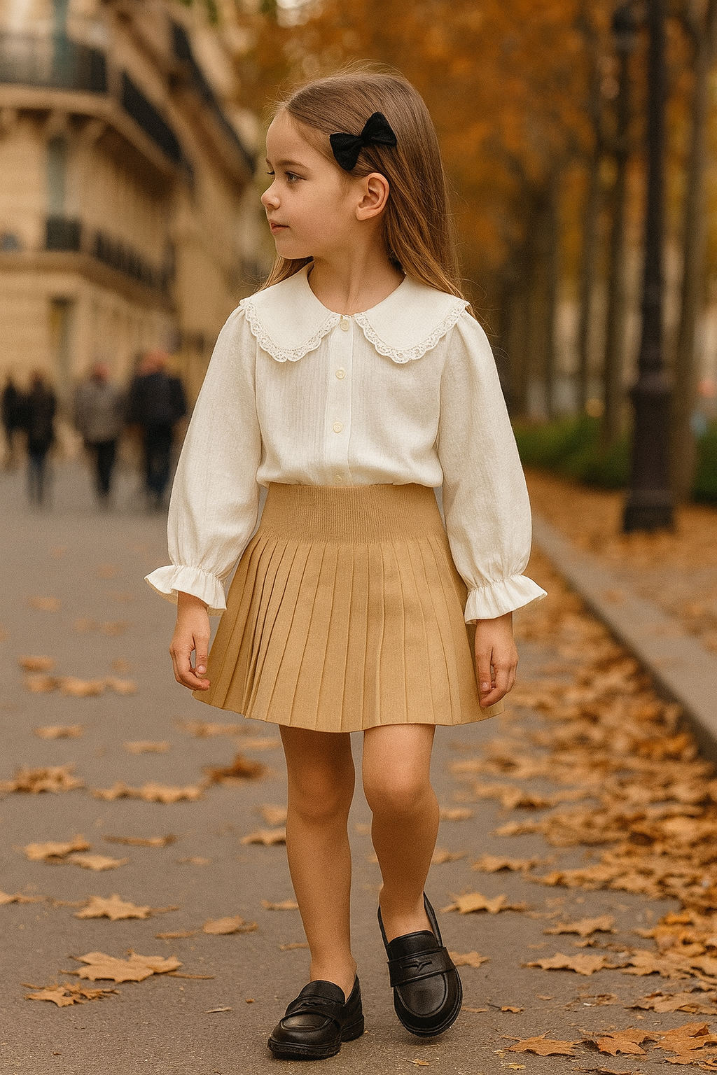 Gonnellina plissettata neonata DIVINA disponibile in beige e nero