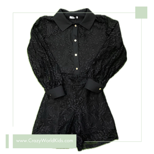 Camicia in pizzo nera disponibile dalla 8 alla 18 anni