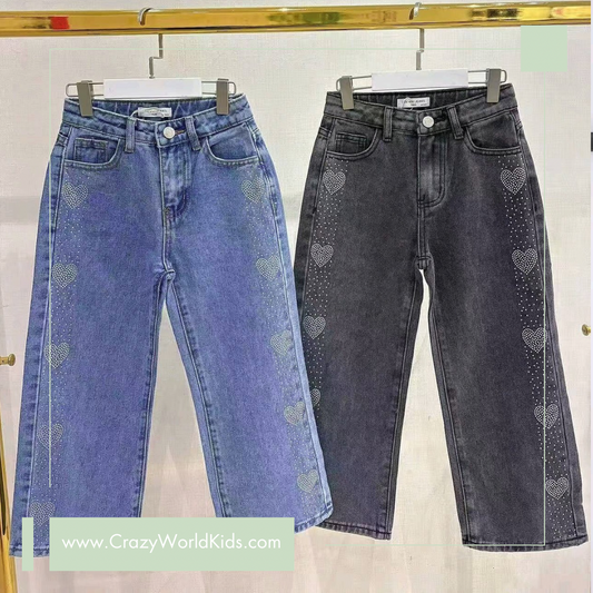 Jeans Diamonds Heart disponibile in blu dalla 4 alla 14 anni