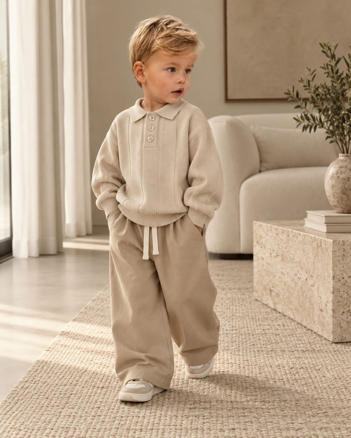 Pantalone neonato nero e beige