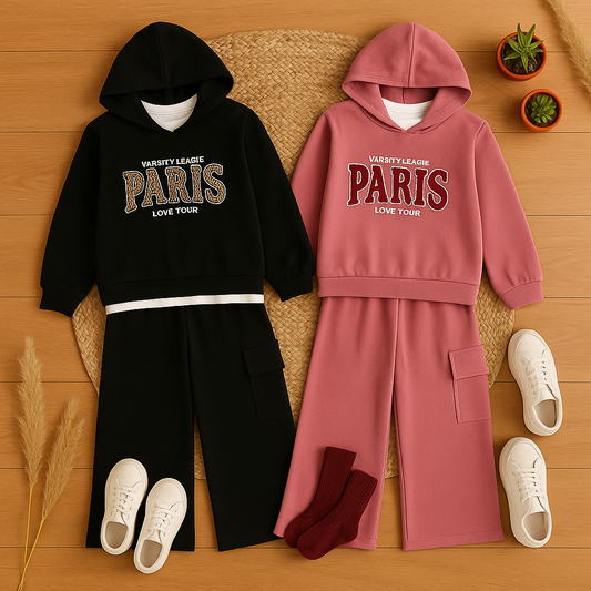 Tuta tre pezzi Paris disponibile nera e rosa