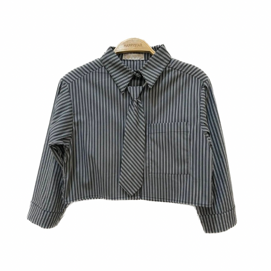 Camicia crop con cravatta disponibile dalla 4 alla 14 anni