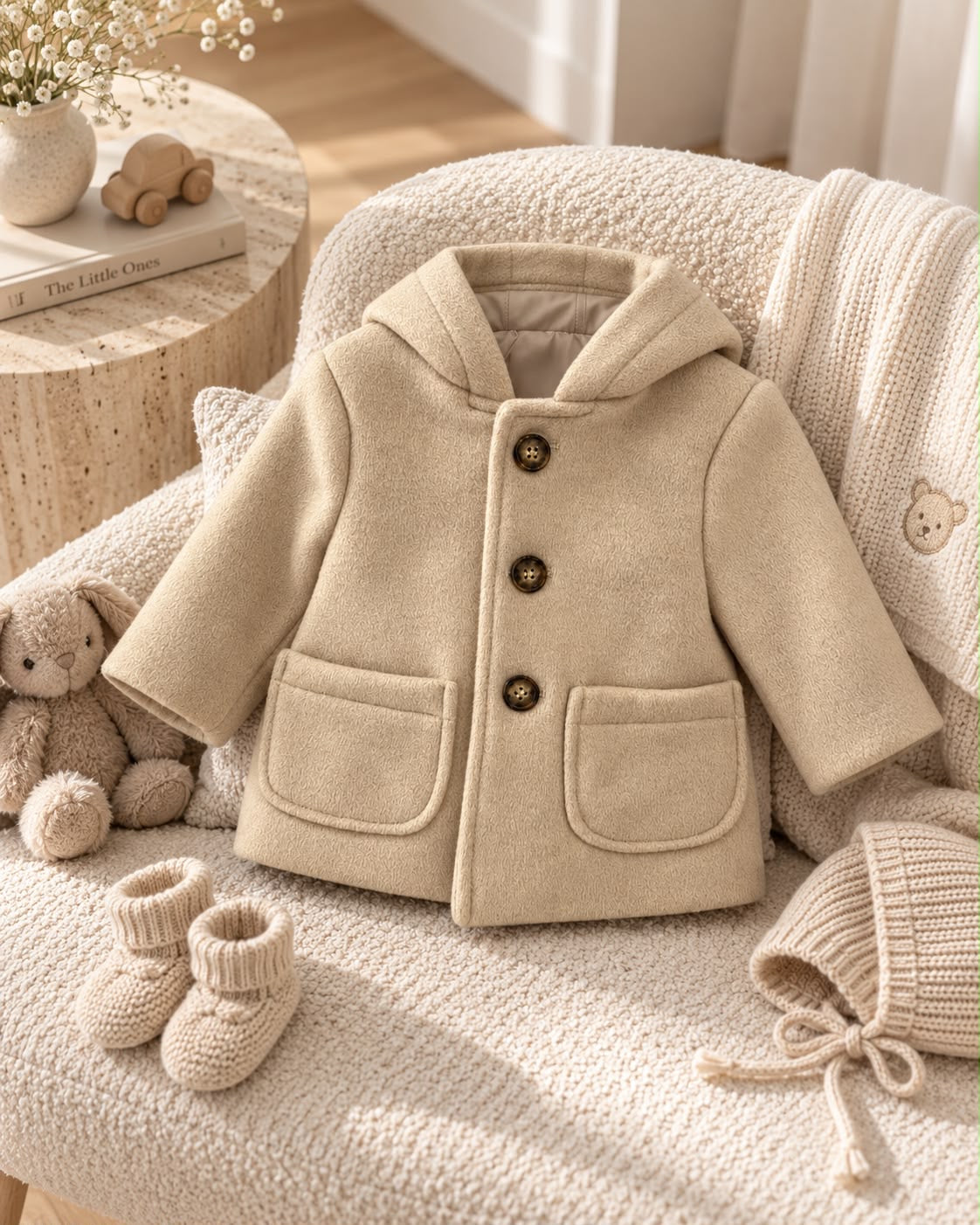 Cappotto neonato beige