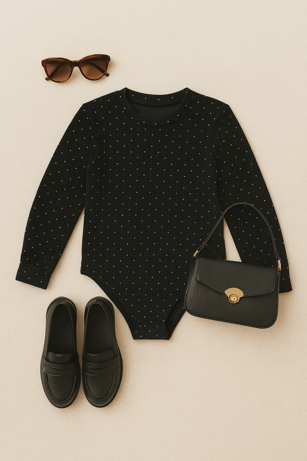 Body in ciniglia STELLAIRE bianco e nero