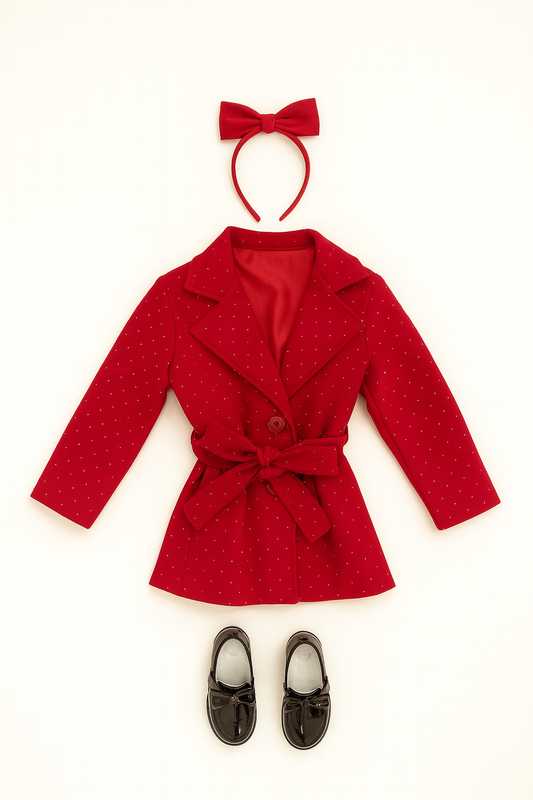 Cappotto rosso con brillantini bimba LE PETIT ROUGE