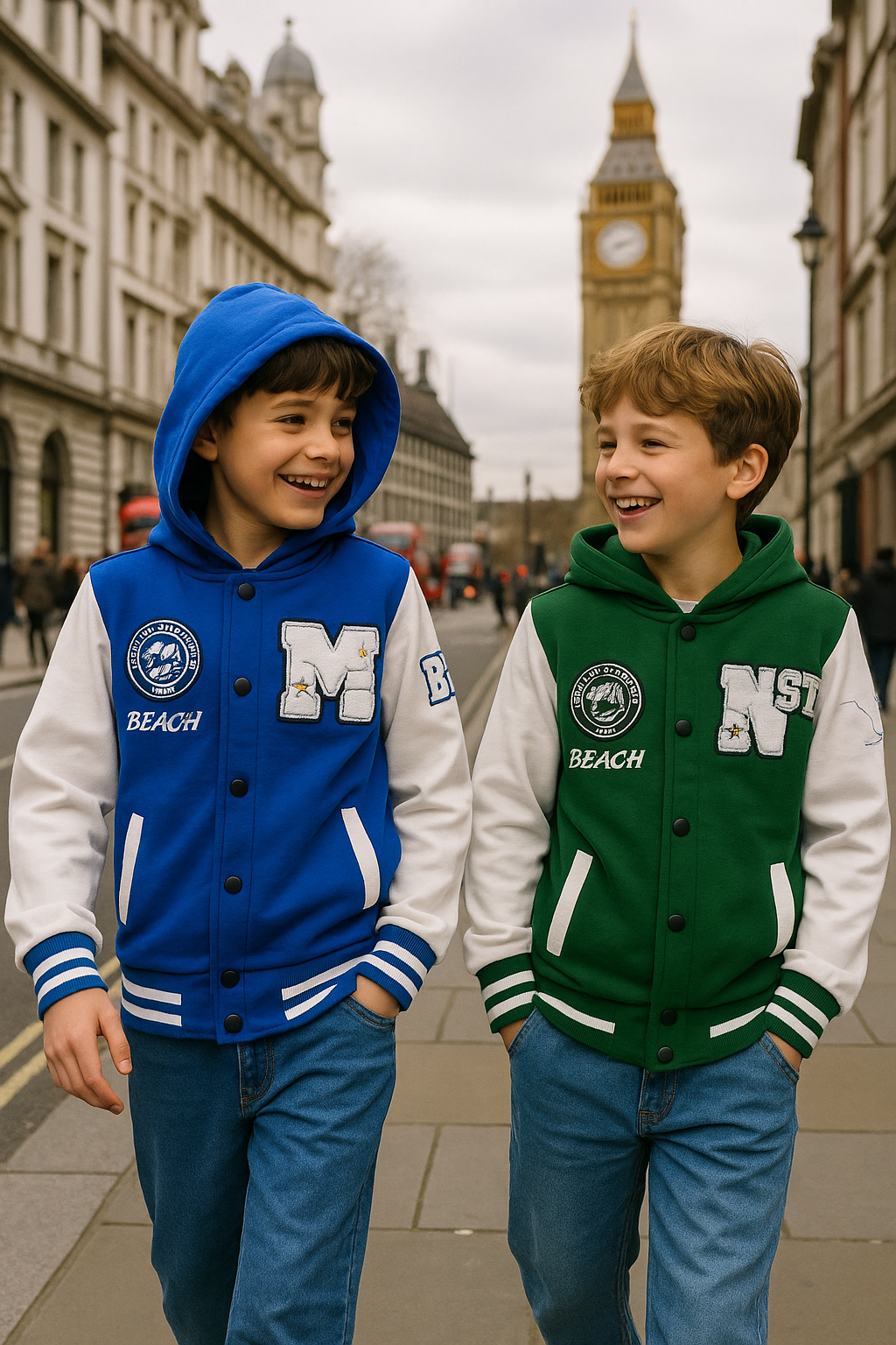 Felpa College disponibile in verde e blu