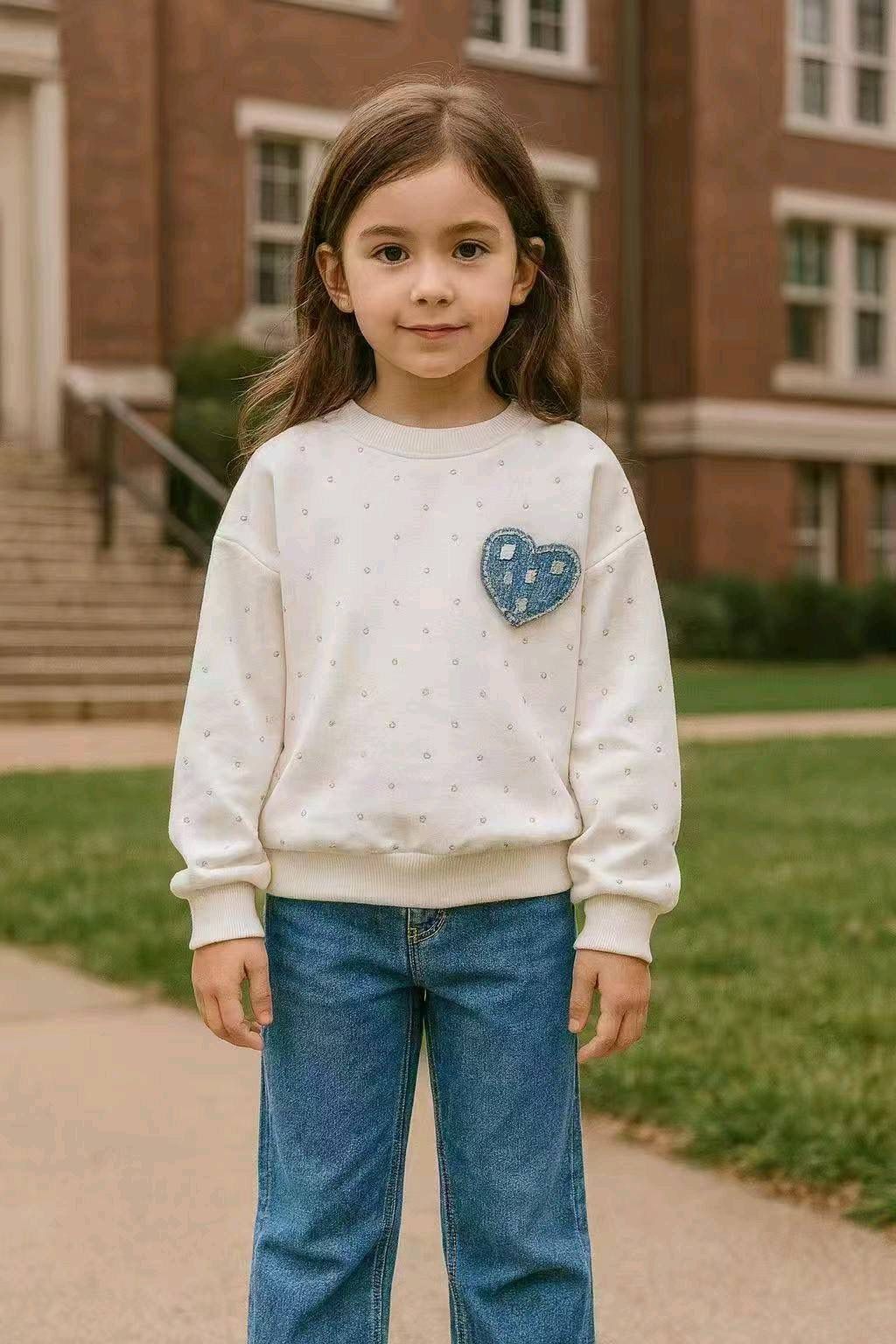 Felpa bianca Jeans Heartbeat