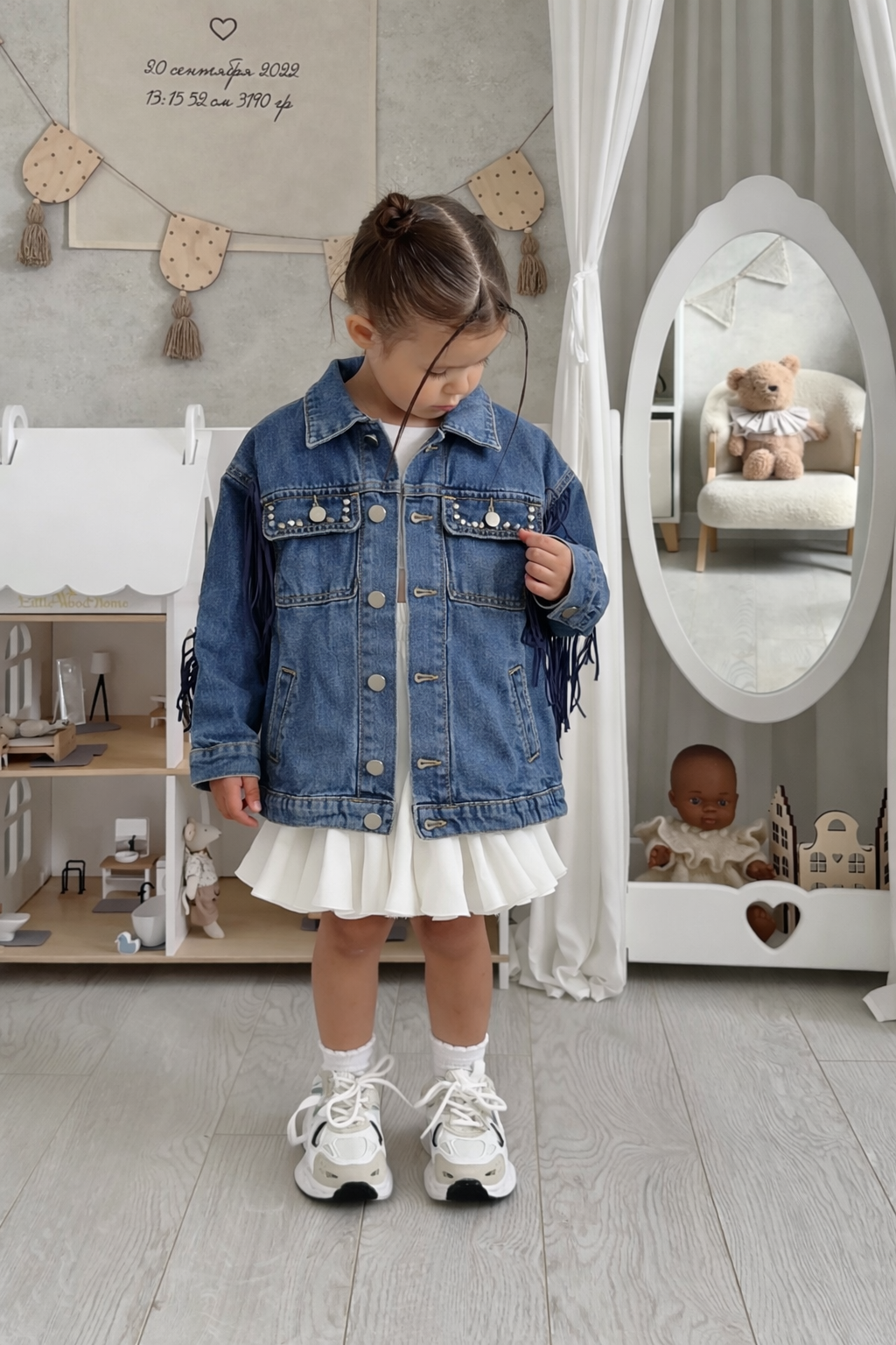 Giubbino jeans con frange OVER