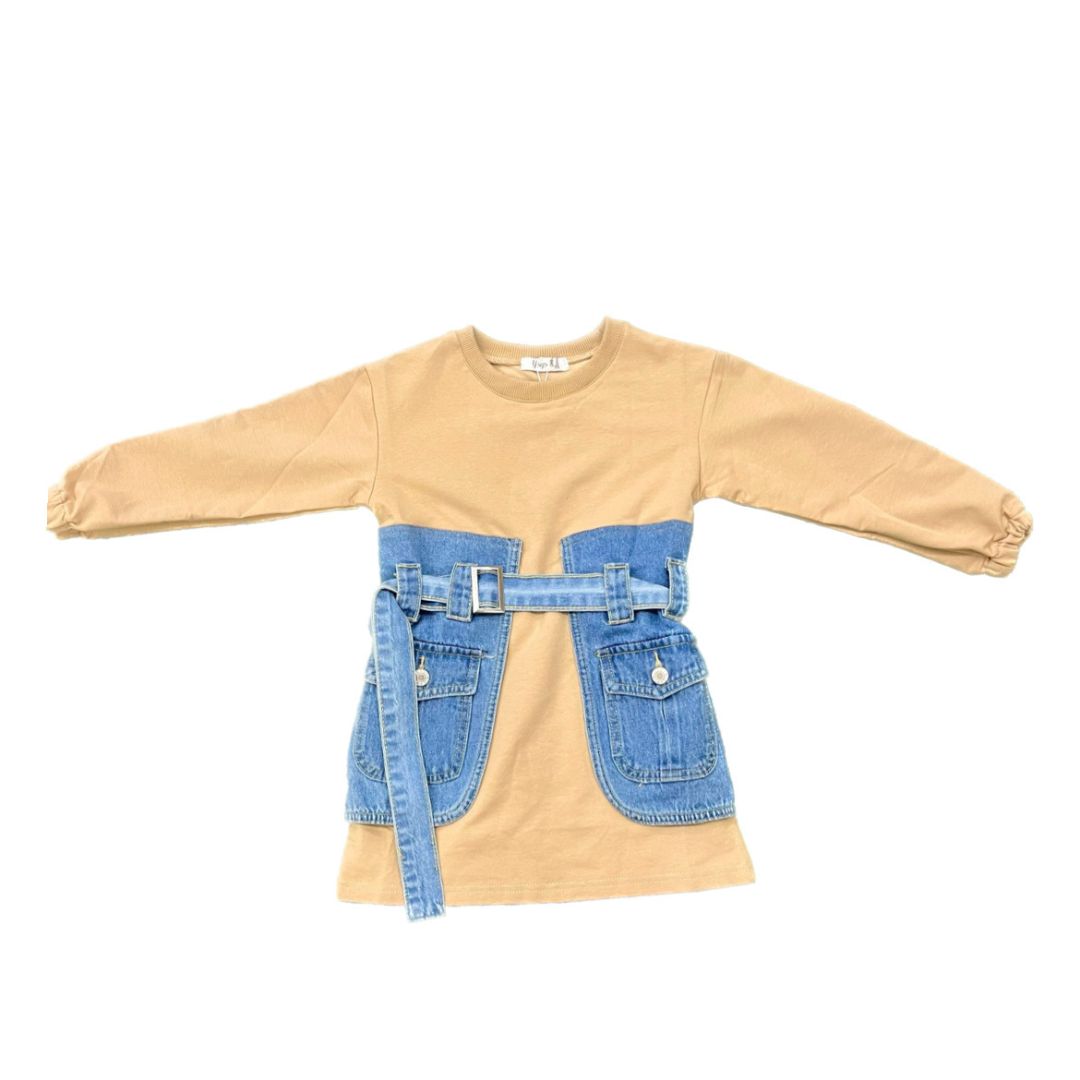 Vestito in felpa e jeans 4/14 anni