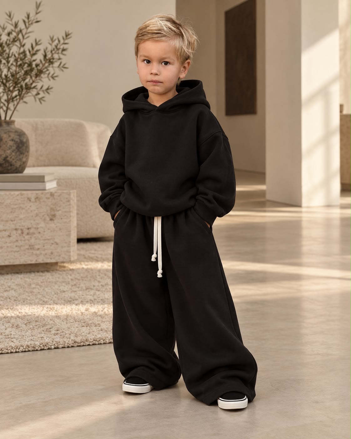 Pantalone neonato nero e beige