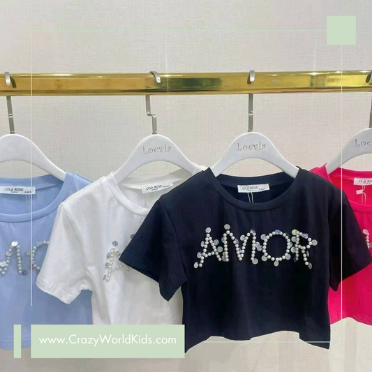 T-shirt Amor disponibile in bianco dalla 4 alla 14 anni