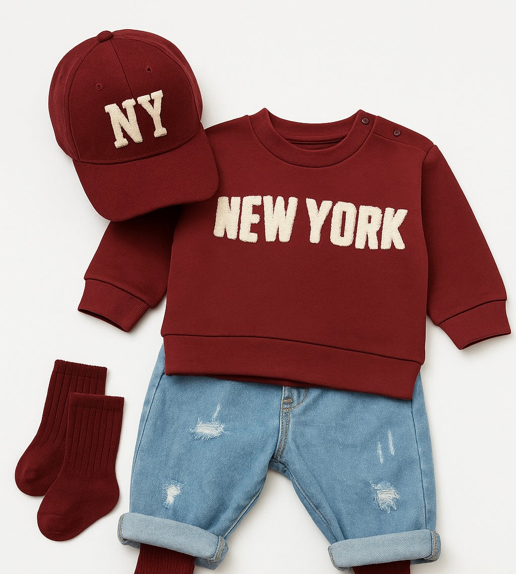 Felpa Bordeaux New York neonato
