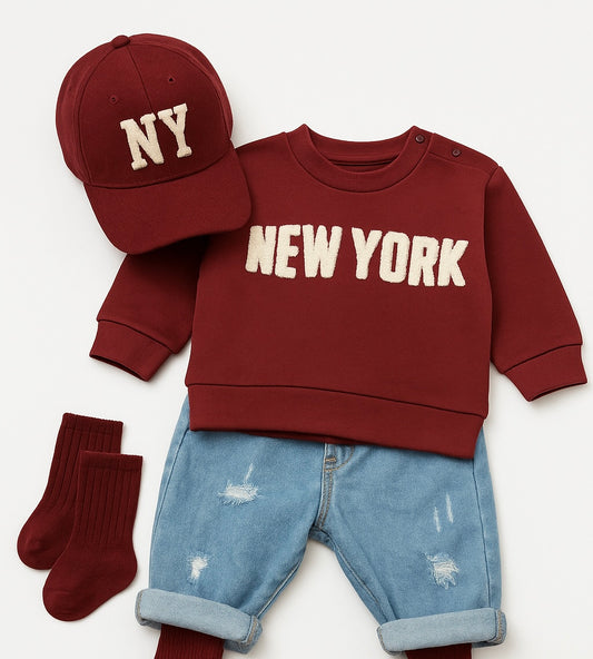 Felpa Bordeaux New York neonato