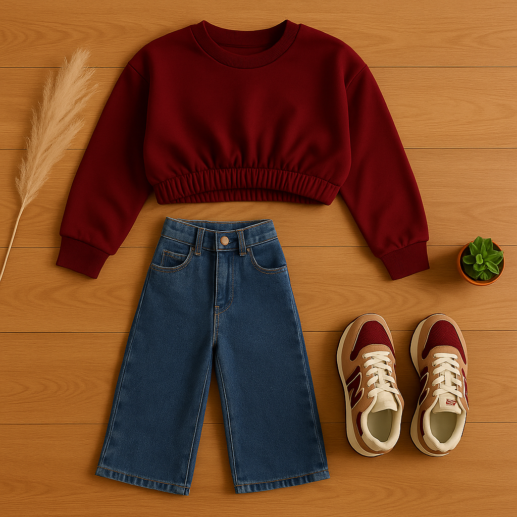 Felpa Crop Burgundy Beat