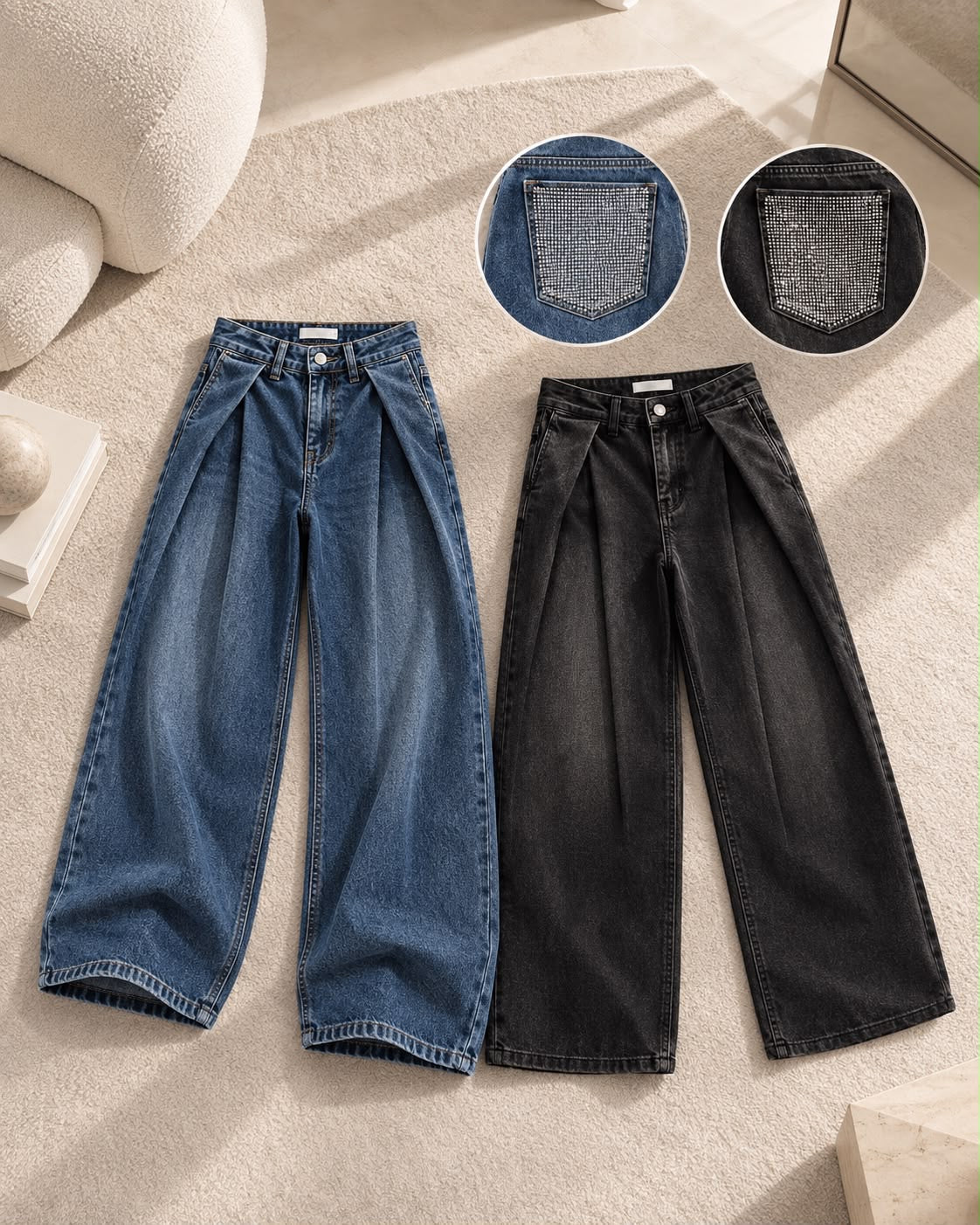 Jeans in denim or Black