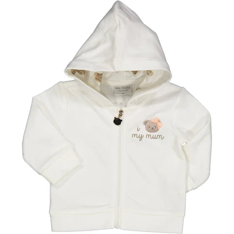 Felpa panna con cappuccio disponibile dalla 3 alla 24 mesi