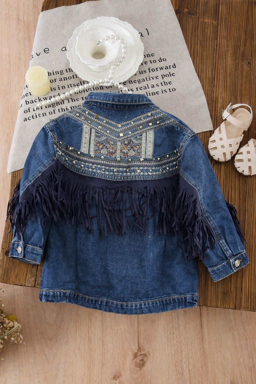Giubbino jeans con frange OVER